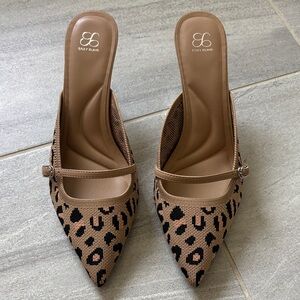 Cosy island Leopard-Print Pointed Mule heels stilettos 9.5